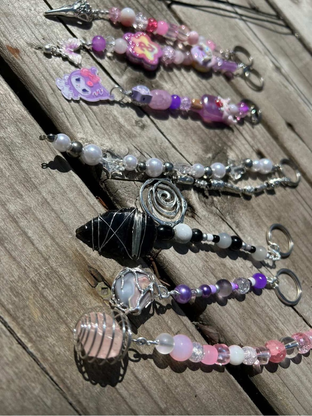 Handmade Pink & Purple Beaded Women’s Charm Pendant - Unbranded